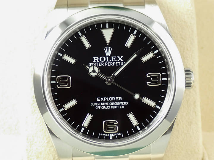 ロレックス エクスプローラーI 鏡面ブラックアウト Ref.214270 ステンレススチール ブラック文字盤