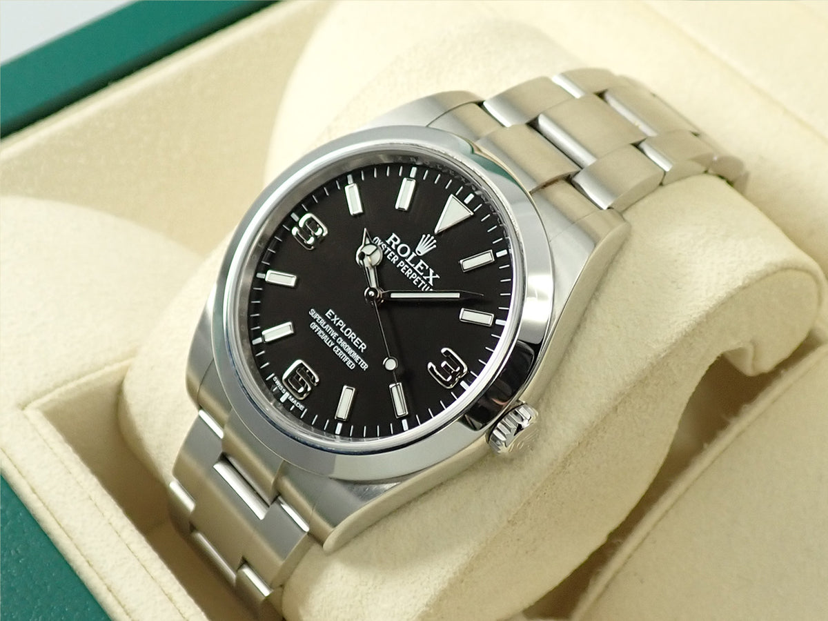 ロレックス エクスプローラーI ブラックアウト 鏡面バックル Ref.214270 ブラック文字盤 中古 X25XP85U