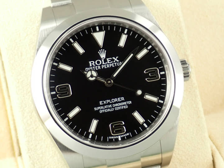 ロレックス エクスプローラーI 鏡面ブラックアウト Ref.214270 ステンレススチール ブラック文字盤