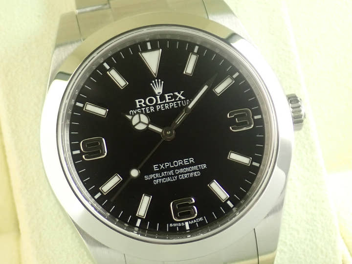 ロレックス エクスプローラーI 鏡面ブラックアウト Ref.214270 ステンレススチール ブラック文字盤