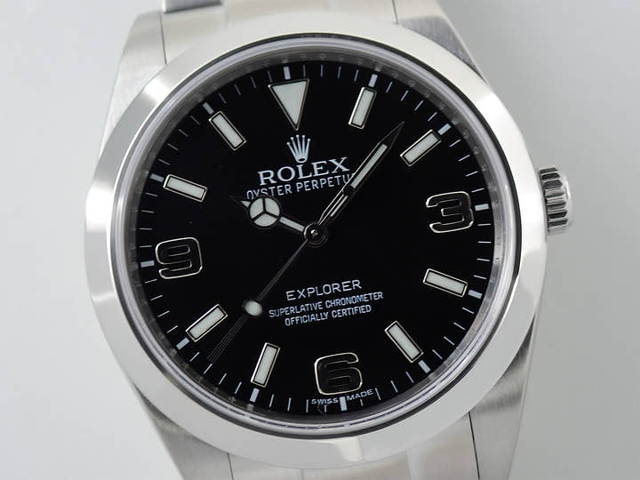 ロレックス エクスプローラーI 鏡面ブラックアウト Ref.214270 ステンレススチール ブラック文字盤