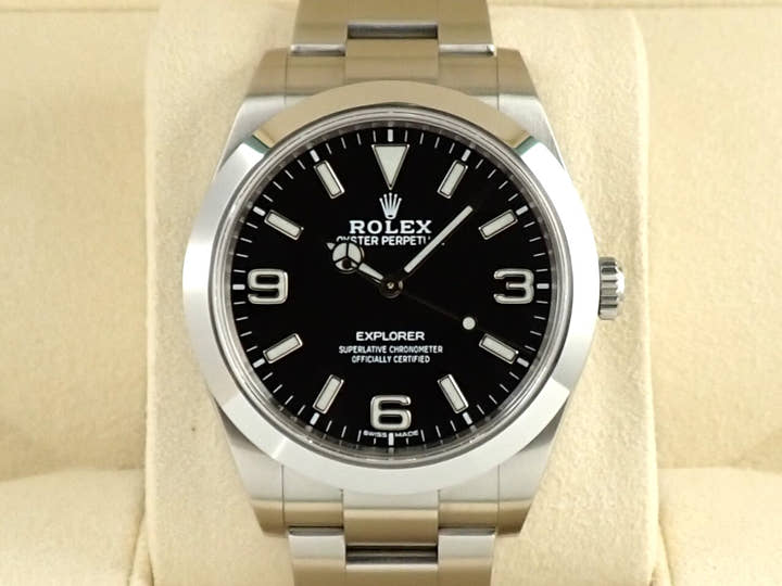 ロレックス エクスプローラーI 鏡面ブラックアウト Ref.214270 ステンレススチール ブラック文字盤