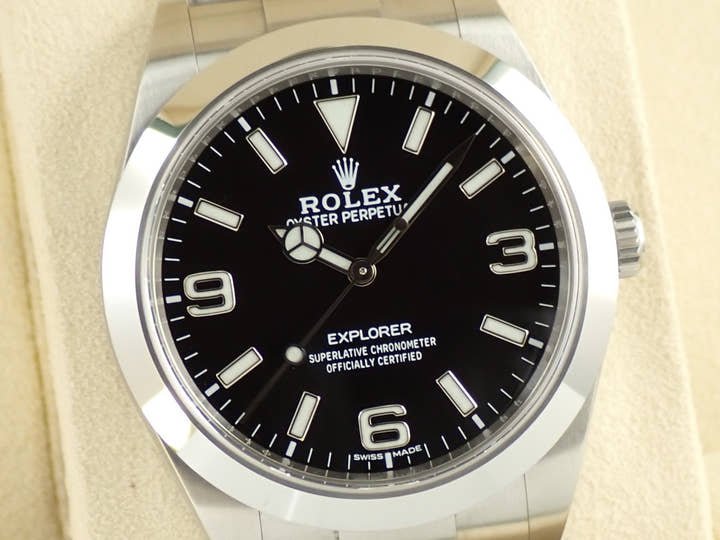 ロレックス エクスプローラーI 鏡面ブラックアウト Ref.214270 ステンレススチール ブラック文字盤