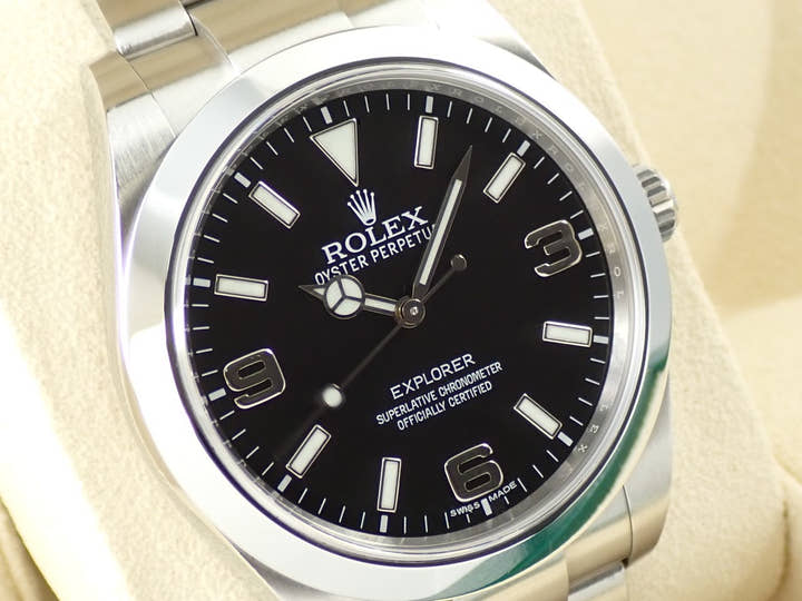 ロレックス エクスプローラーI 鏡面ブラックアウト Ref.214270 ステンレススチール ブラック文字盤