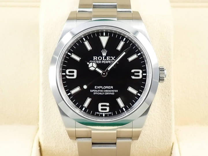 ロレックス エクスプローラーI 鏡面ブラックアウト Ref.214270 ステンレススチール ブラック文字盤