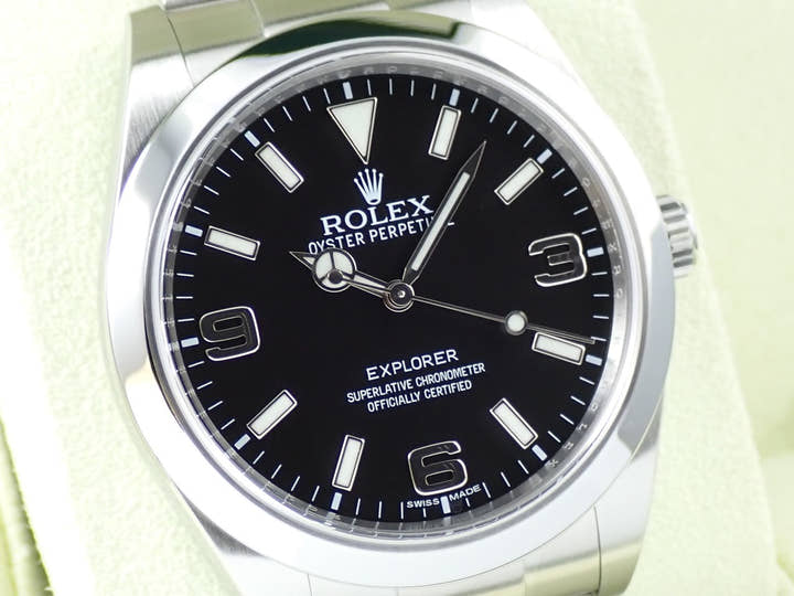 ロレックス エクスプローラーI 鏡面ブラックアウト Ref.214270 ステンレススチール ブラック文字盤