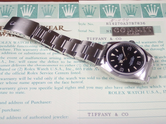 Rolex Explorer I TIFFANY &amp; Co. No. Ref.14270