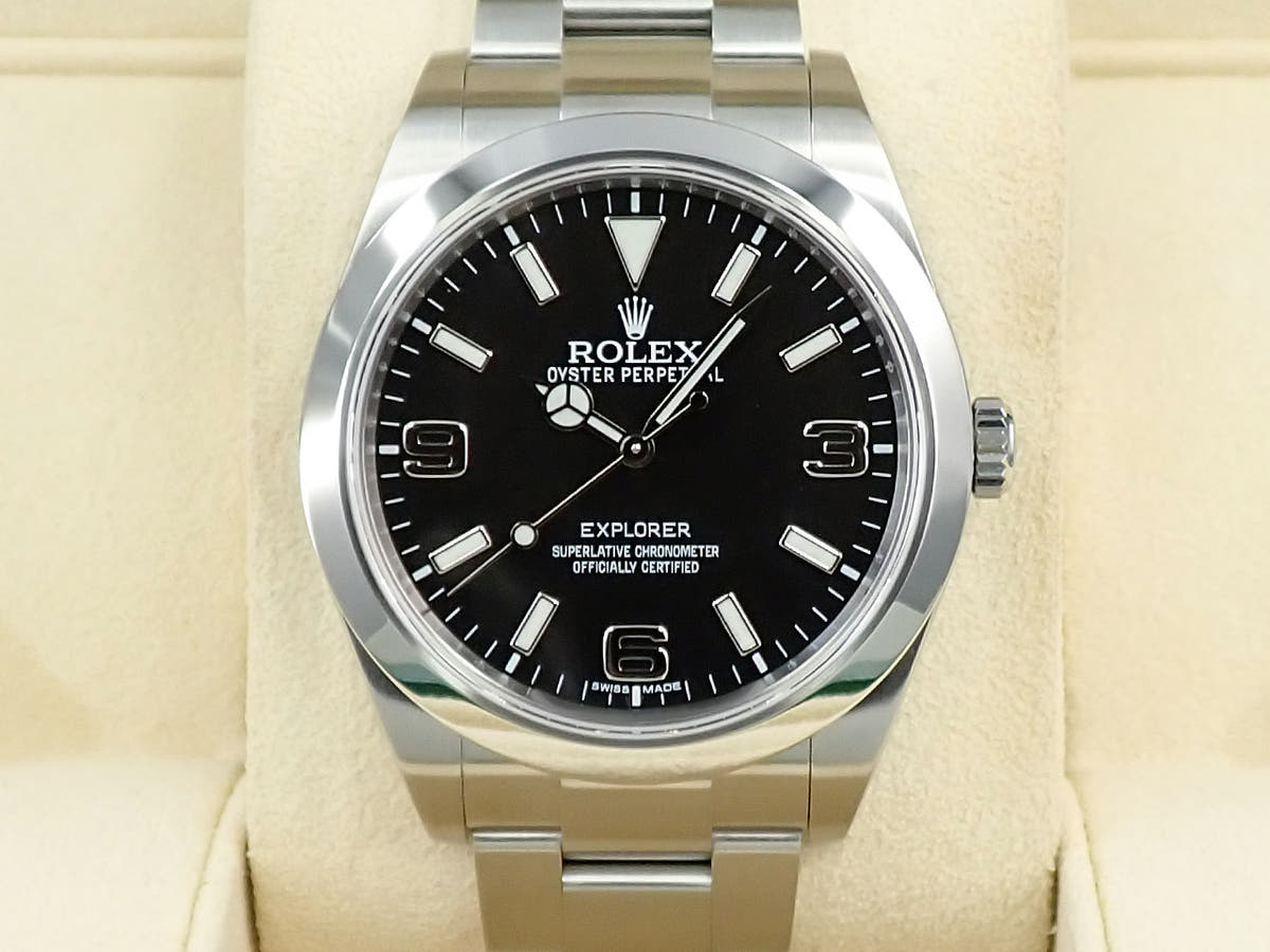 ロレックス エクスプローラーI ブラックアウト 鏡面バックル Ref.214270 ブラック文字盤 美品 35TSTMWH