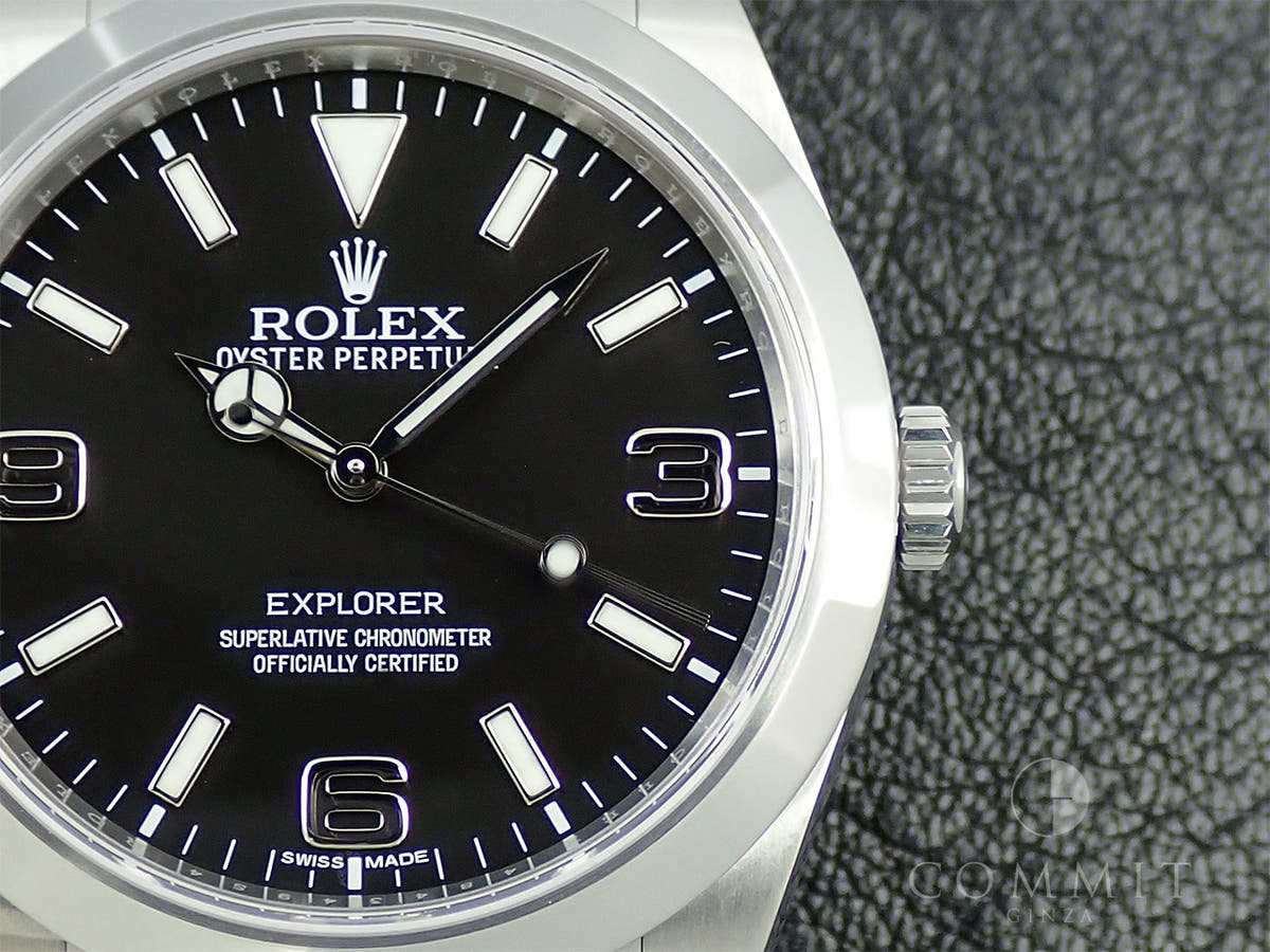 ロレックス エクスプローラーI ブラックアウト 鏡面バックル Ref.214270 ブラック文字盤 美品 35TSTMWH