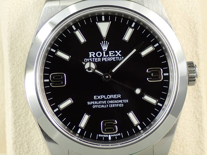 ロレックス エクスプローラーI 鏡面ブラックアウト Ref.214270 ステンレススチール ブラック文字盤