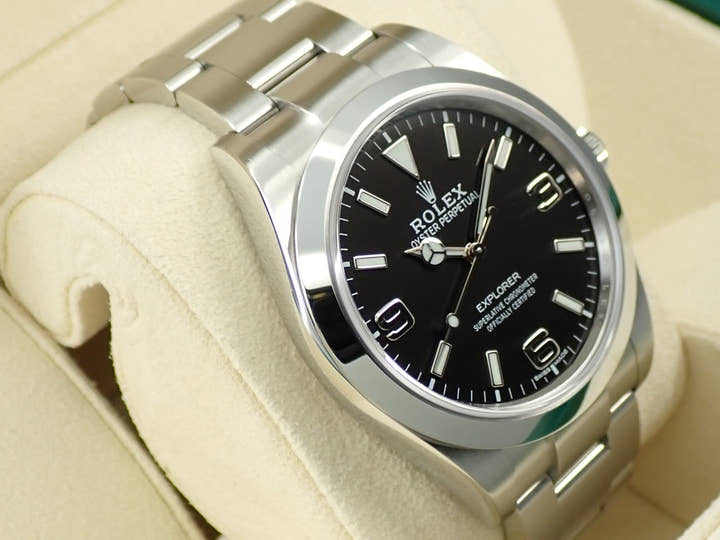 ロレックス エクスプローラーI 鏡面ブラックアウト Ref.214270 ステンレススチール ブラック文字盤