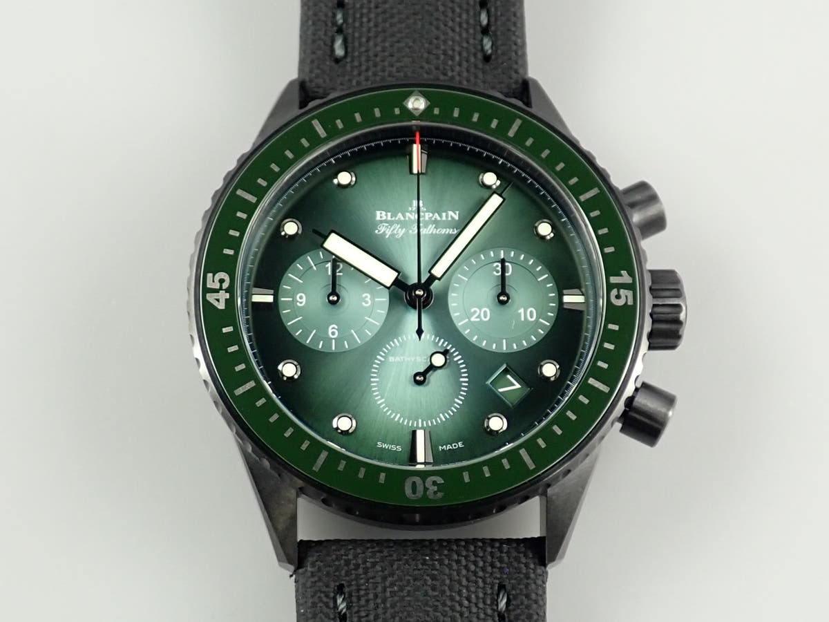 Blancpain Fifty Fathoms Bathyscaphe Flyback Chronograph Ref.5200-0153-B52A Green Dial Very Good Condition 3S912P5U