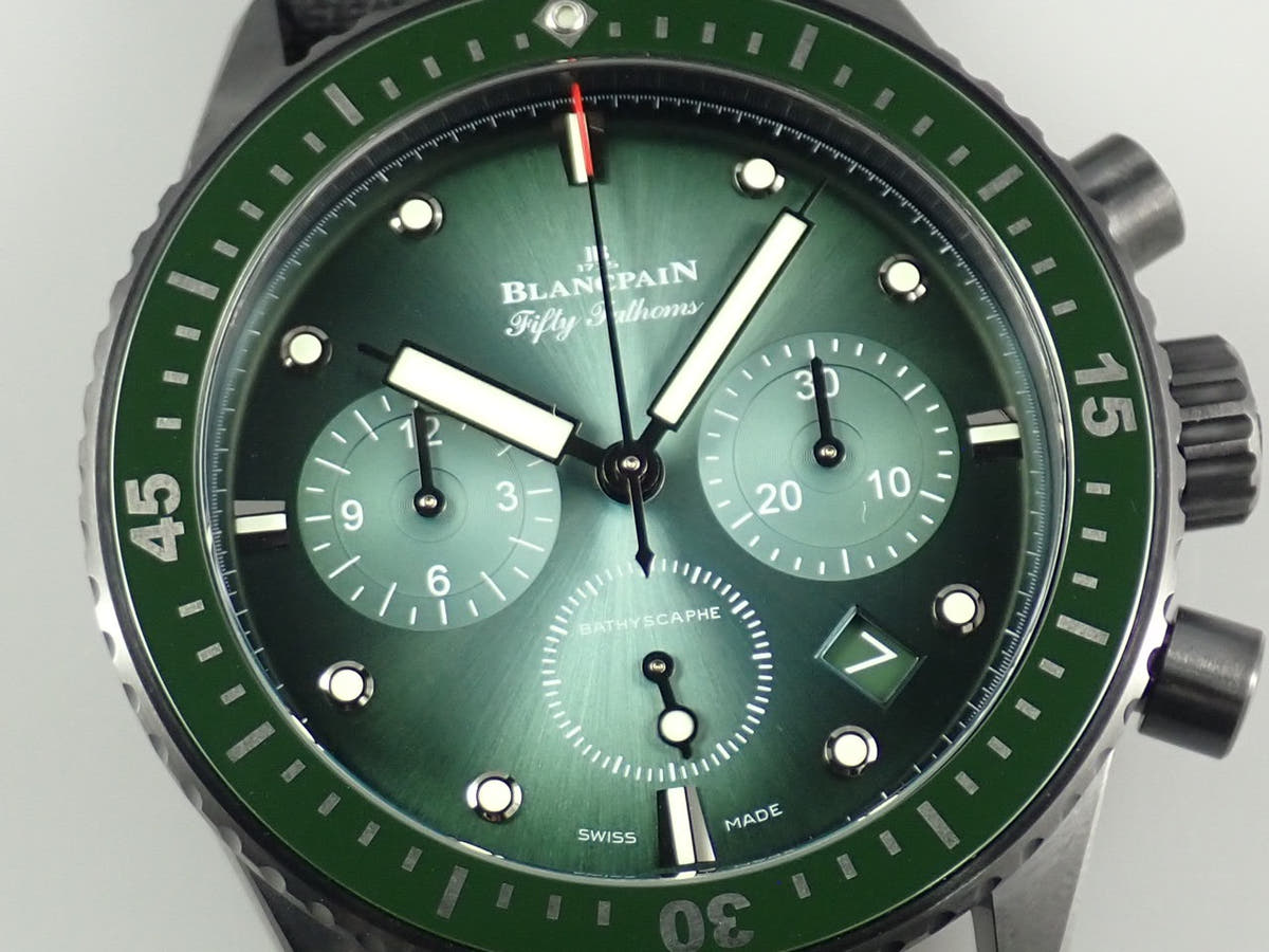 Blancpain Fifty Fathoms Bathyscaphe Flyback Chronograph Ref.5200-0153-B52A Green Dial Very Good Condition 3S912P5U