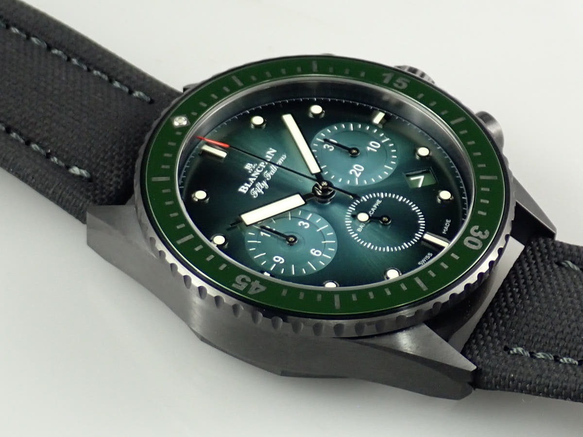 Blancpain Fifty Fathoms Bathyscaphe Flyback Chronograph Ref.5200-0153-B52A Green Dial Very Good Condition 3S912P5U