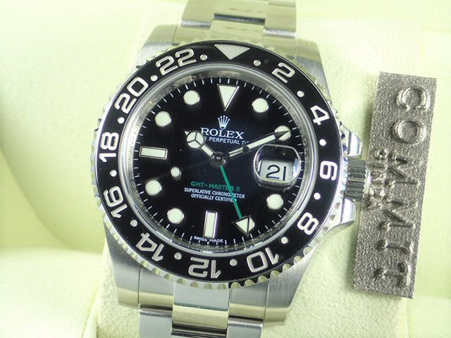 Rolex GMT Master II Black Bezel V Number Stick Dial