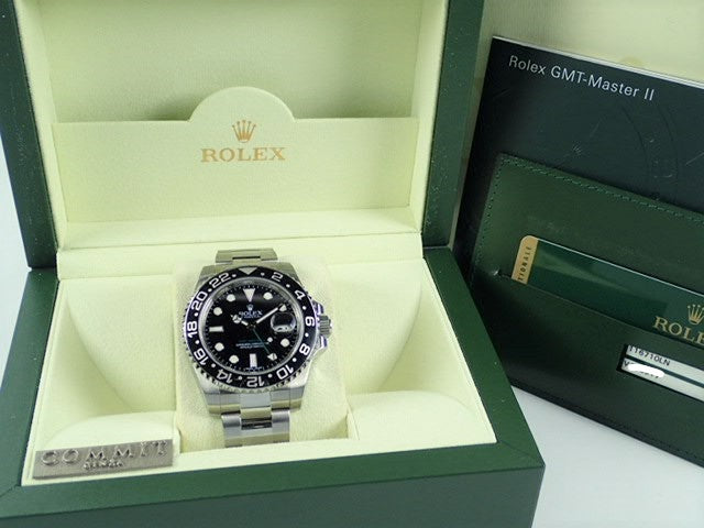 Rolex GMT Master II Black Bezel V Number Stick Dial