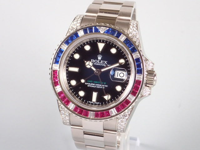 Rolex GMT Master II Sapphire Ruby Diamond Bezel Ref.116579SARU