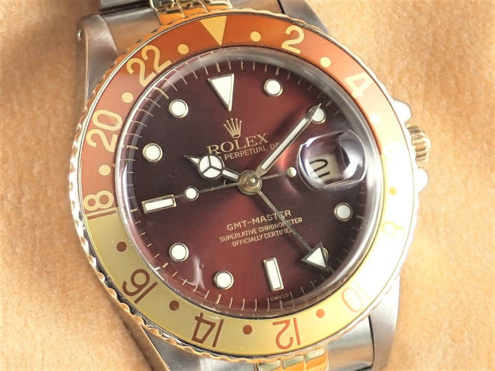 ロレックス GMTマスター Ref.16753 ブラウン文字盤 中古 gmt-master-162 ジュビリーブレスレット
