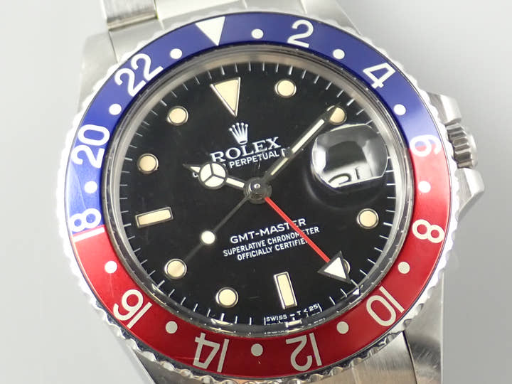 ロレックス GMTマスター Ref.16750 ブラック文字盤 中古 gmt-master-191 オイスターブレスレット
