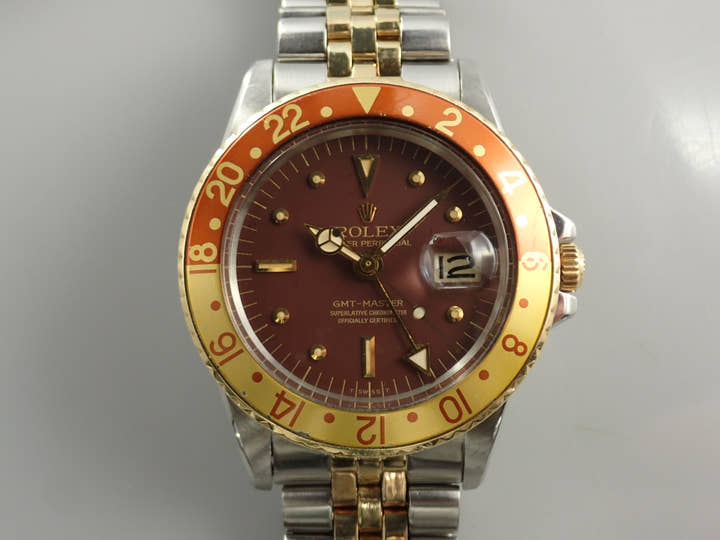 ロレックス GMTマスター Ref.1675/3 ステンレススチール/イエローゴールド ブラウン文字盤 ジュビリーブレスレット 中古 F903HRSZ
