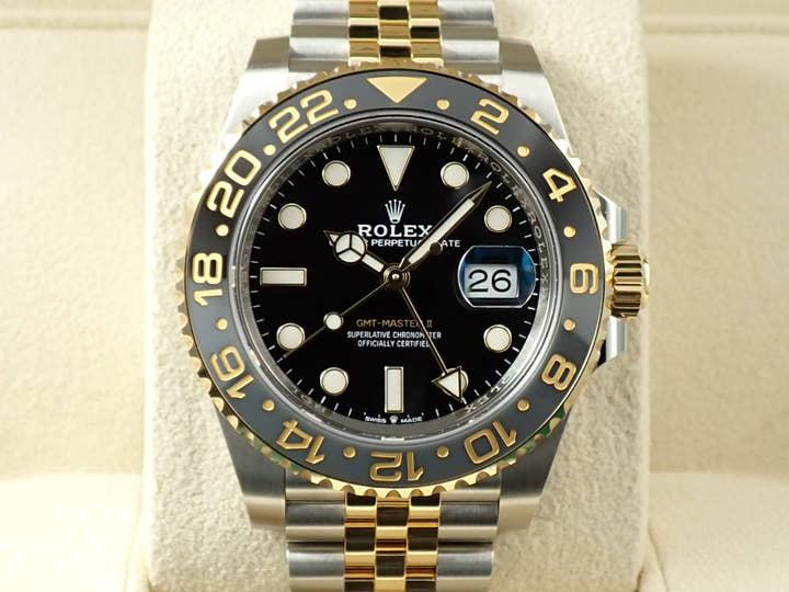Rolex GMT-Master II Ref. 126713GRNR Stainless Steel/Yellow Gold Black Dial Jubilee Bracelet