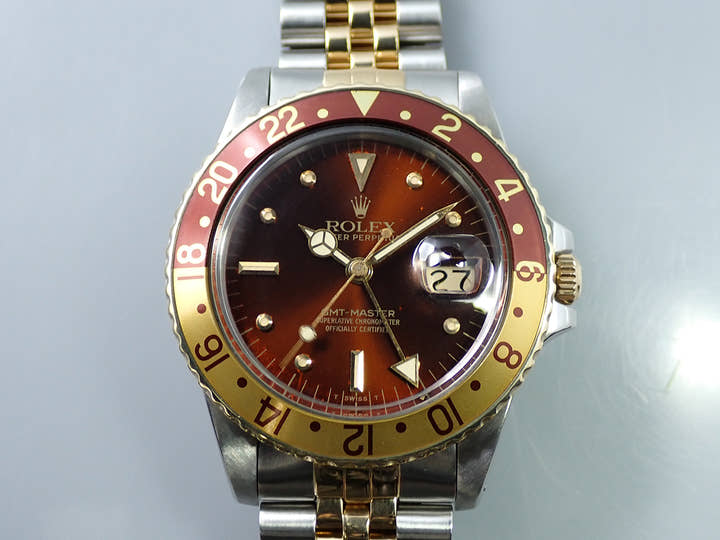 ロレックス GMTマスター Ref.16753 ステンレススチール/イエローゴールド ブラウン文字盤 ジュビリーブレスレット 中古 F4398403