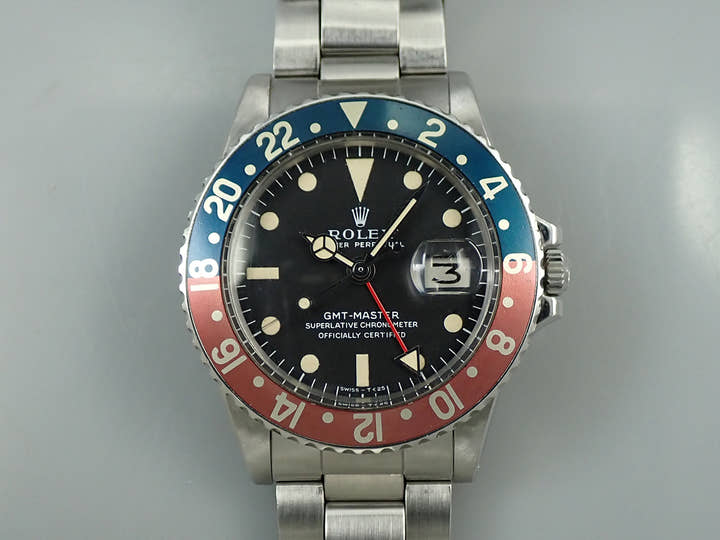 ロレックス GMTマスター Ref.1675 ステンレススチール ブラック文字盤　オイスターブレスレット