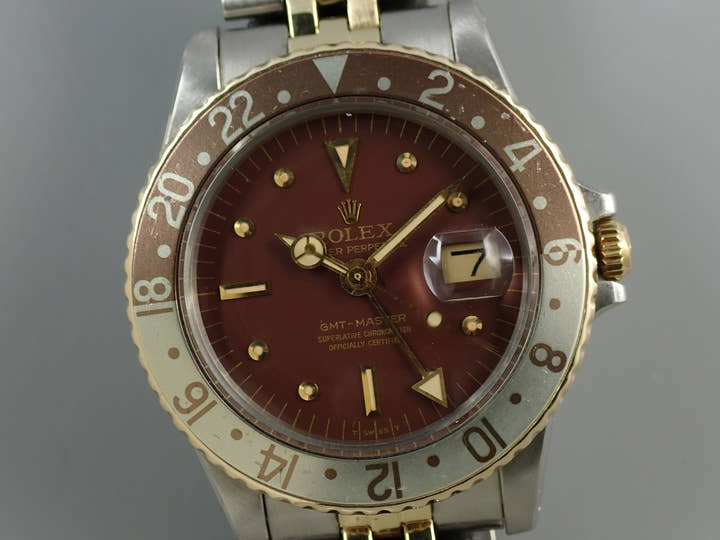 ロレックス GMTマスター Ref.1675/3 ステンレススチール/イエローゴールド ブラウン文字盤 ジュビリーブレスレット 中古 R5J7C7XH