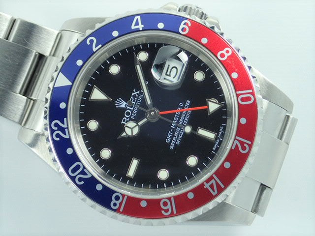 Rolex GMT Master II Stick Dial Red and Blue Bezel Z Series