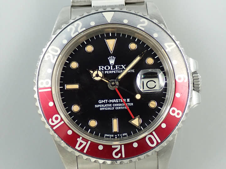 Pre-owned Rolex GMT-Master II Ref. 16760, stainless steel, black dial, Oyster bracelet.  1T1F2185