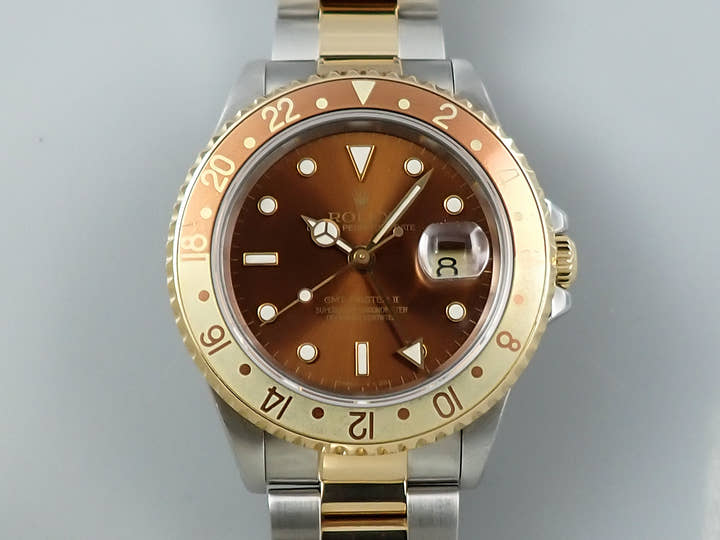 Rolex GMT-Master II Ref. 16713 Stainless Steel/Yellow Gold Brown Dial Oyster Bracelet