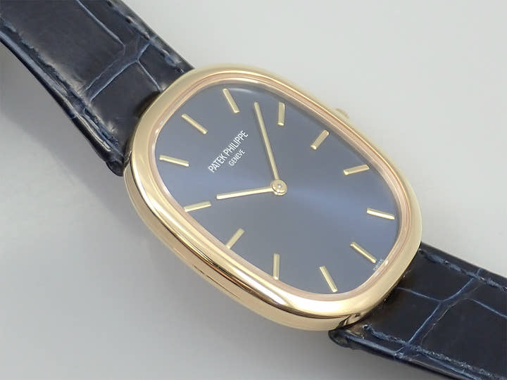 パテックフィリップ ゴールデンエリプス Ref.3738/100J-012 イエローゴールド ブルー文字盤
