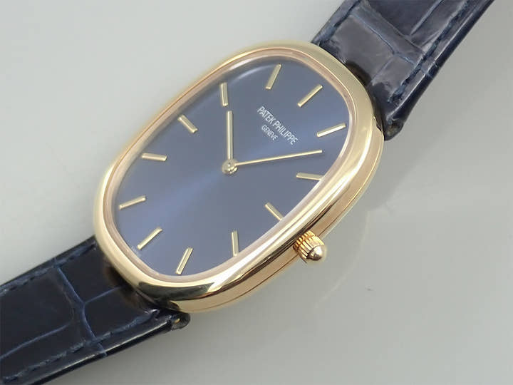 パテックフィリップ ゴールデンエリプス Ref.3738/100J-012 イエローゴールド ブルー文字盤