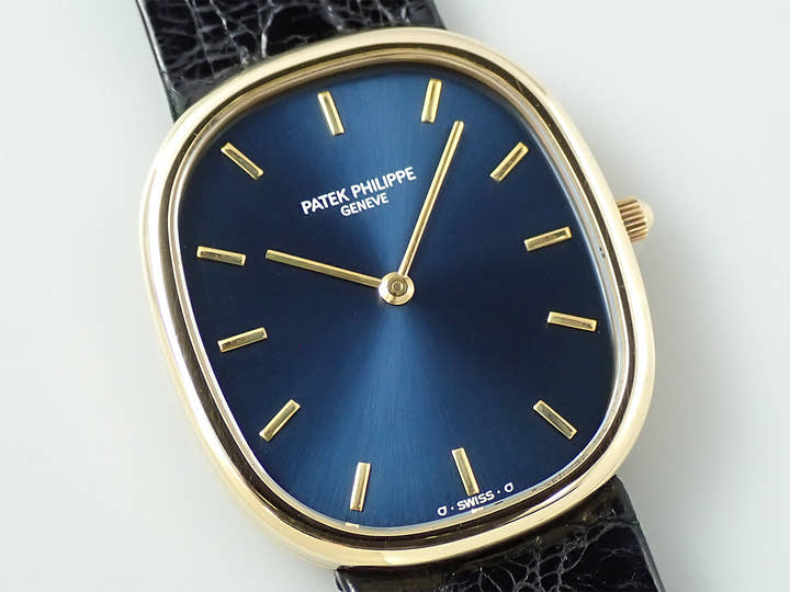 パテックフィリップ ゴールデンエリプス Ref.3738/100J イエローゴールド ブルー文字盤