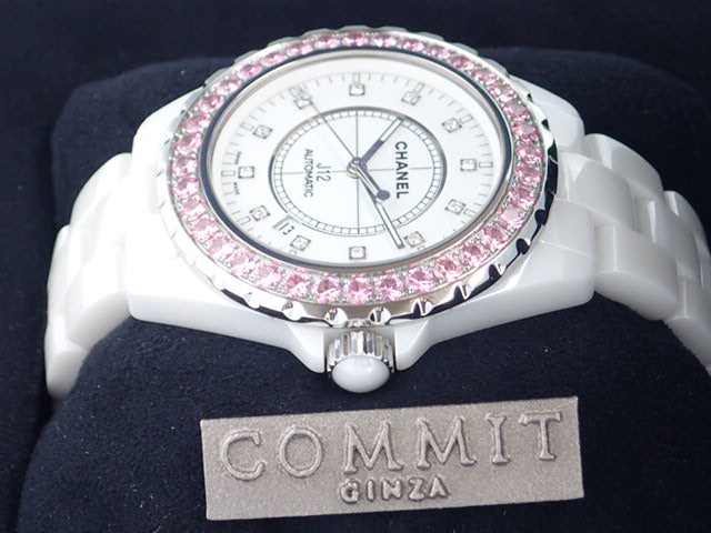 Chanel J12 Pink Sapphire Bezel Ladies Ref.H2011