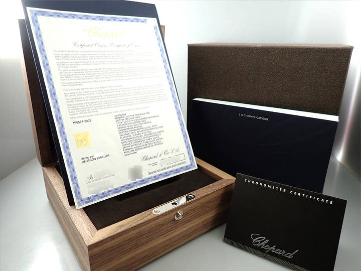 ショパール L.U.C タイムトラベラーワン Ref.168574-3003 ブルー文字盤 中古 HF358412