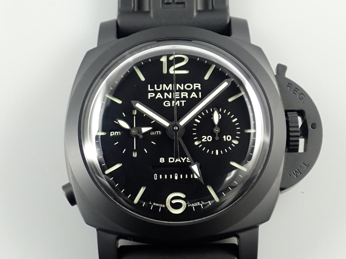 パネライ ルミノール 1950 8DAYSクロノ モノプルサンテGMT Ref.PAM00317 ブラック文字盤 美品 X964KUKM