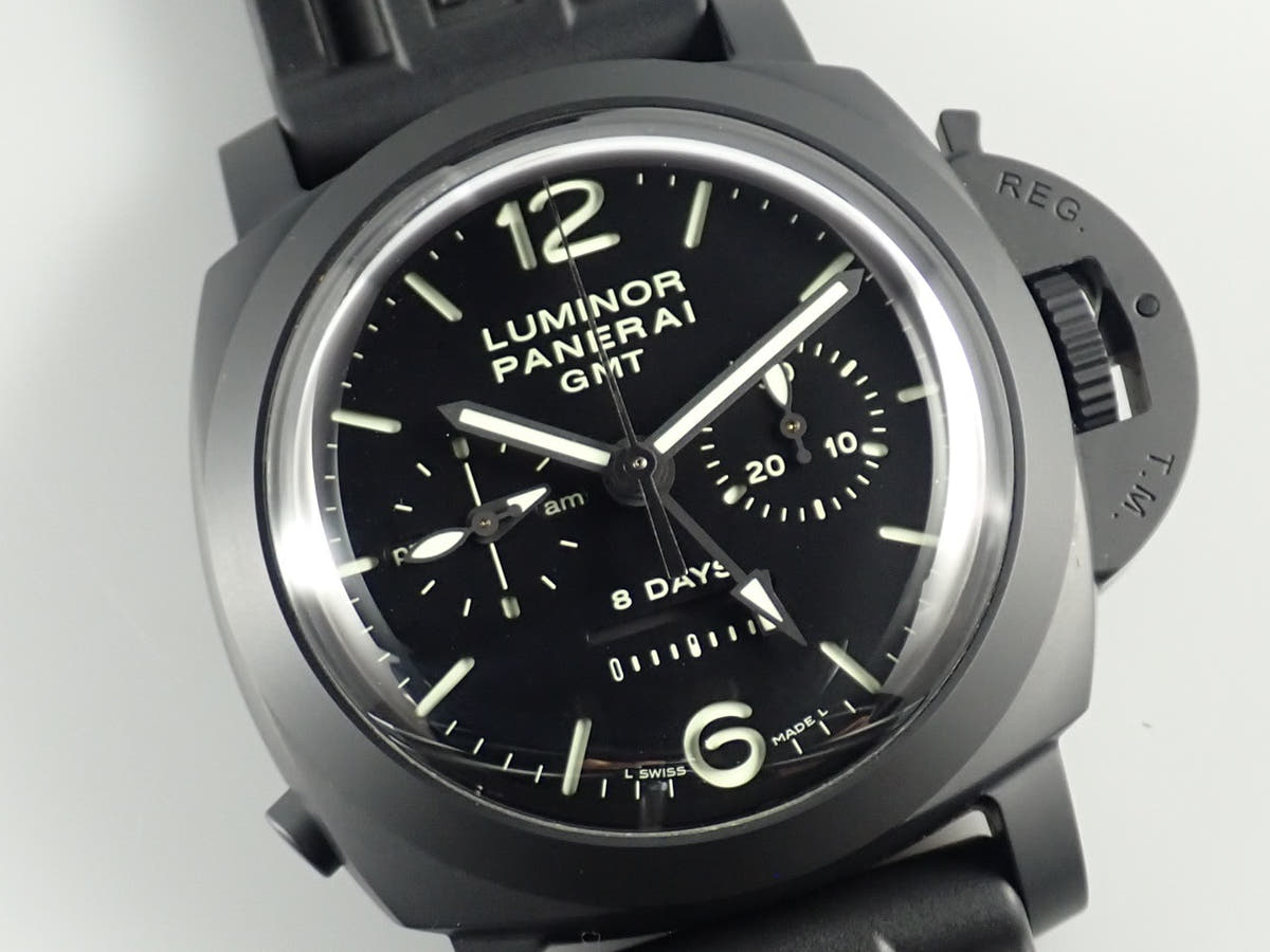 パネライ ルミノール 1950 8DAYSクロノ モノプルサンテGMT Ref.PAM00317 ブラック文字盤 美品 X964KUKM