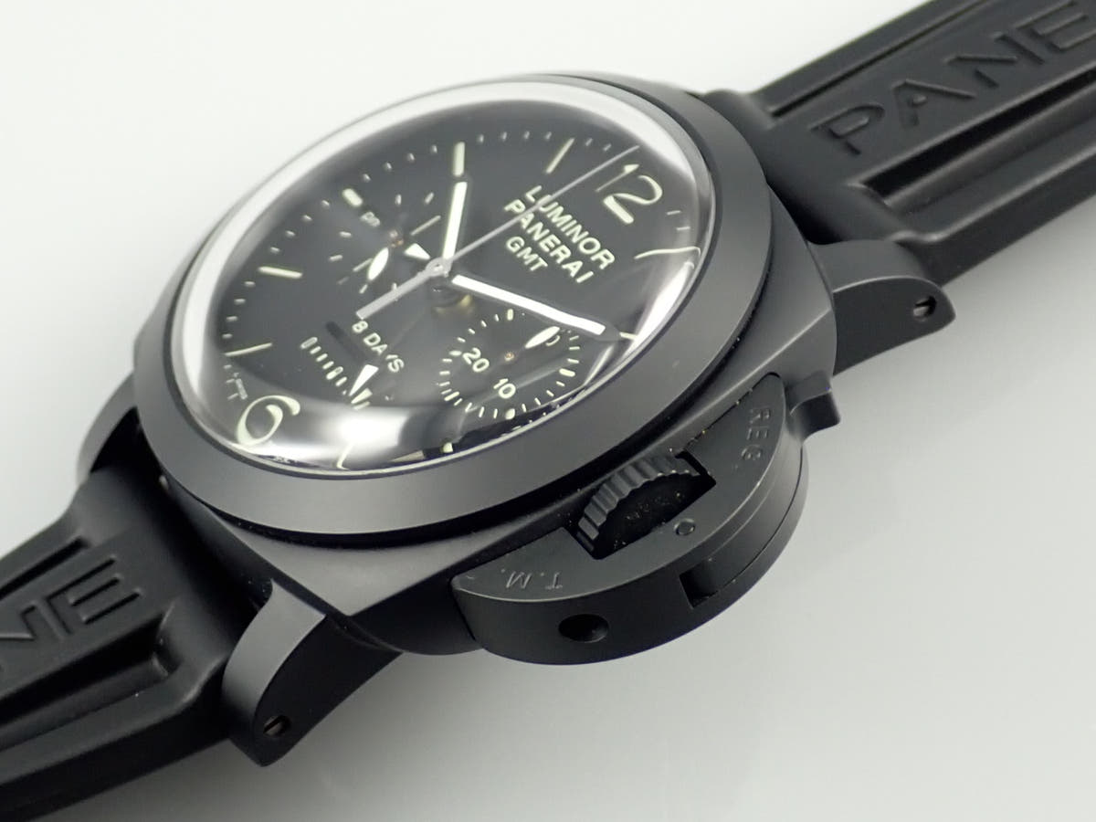 パネライ ルミノール 1950 8DAYSクロノ モノプルサンテGMT Ref.PAM00317 ブラック文字盤 美品 X964KUKM