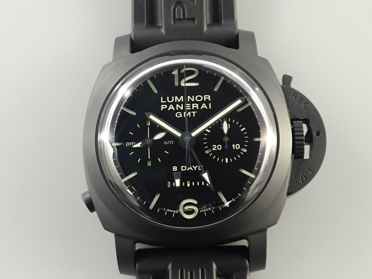 パネライ ルミノール 1950 8DAYSクロノ モノプルサンテGMT Ref.PAM00317 ブラック文字盤 美品 50J0Z865