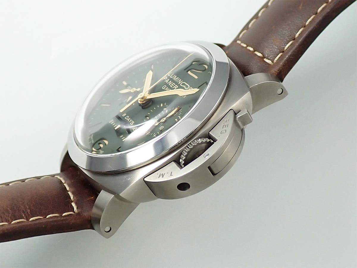 パネライ ルミノール 1950 クロノグラフ モノプルサンテ 8デイズ GMT チタニオ  Ref.PAM00737 グリーン文字盤 中古 S9PR6989