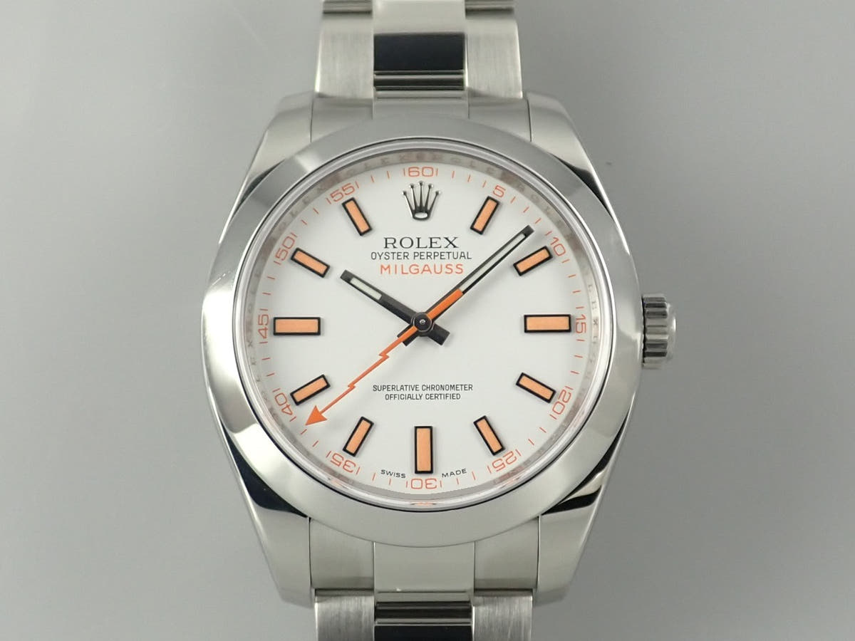 ロレックス ミルガウス Ref.116400 ホワイト文字盤 美品 2PCVR878