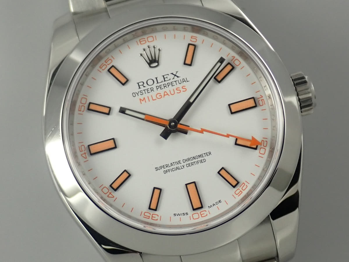 ロレックス ミルガウス Ref.116400 ホワイト文字盤 美品 2PCVR878
