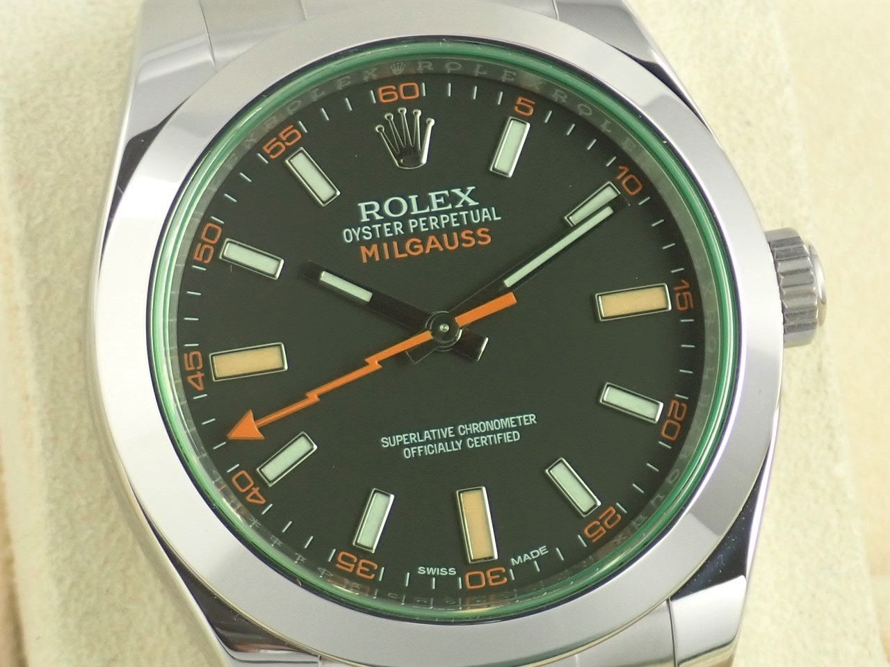 rolex milgauss green glass