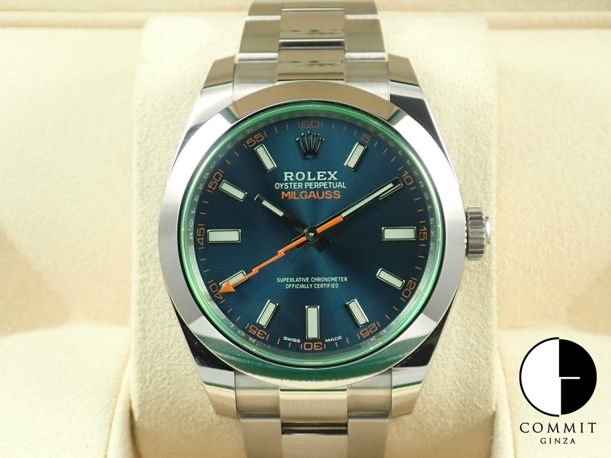 ロレックス ミルガウス Ref.116400GV Zブルー文字盤 極美品 TAS43AFU