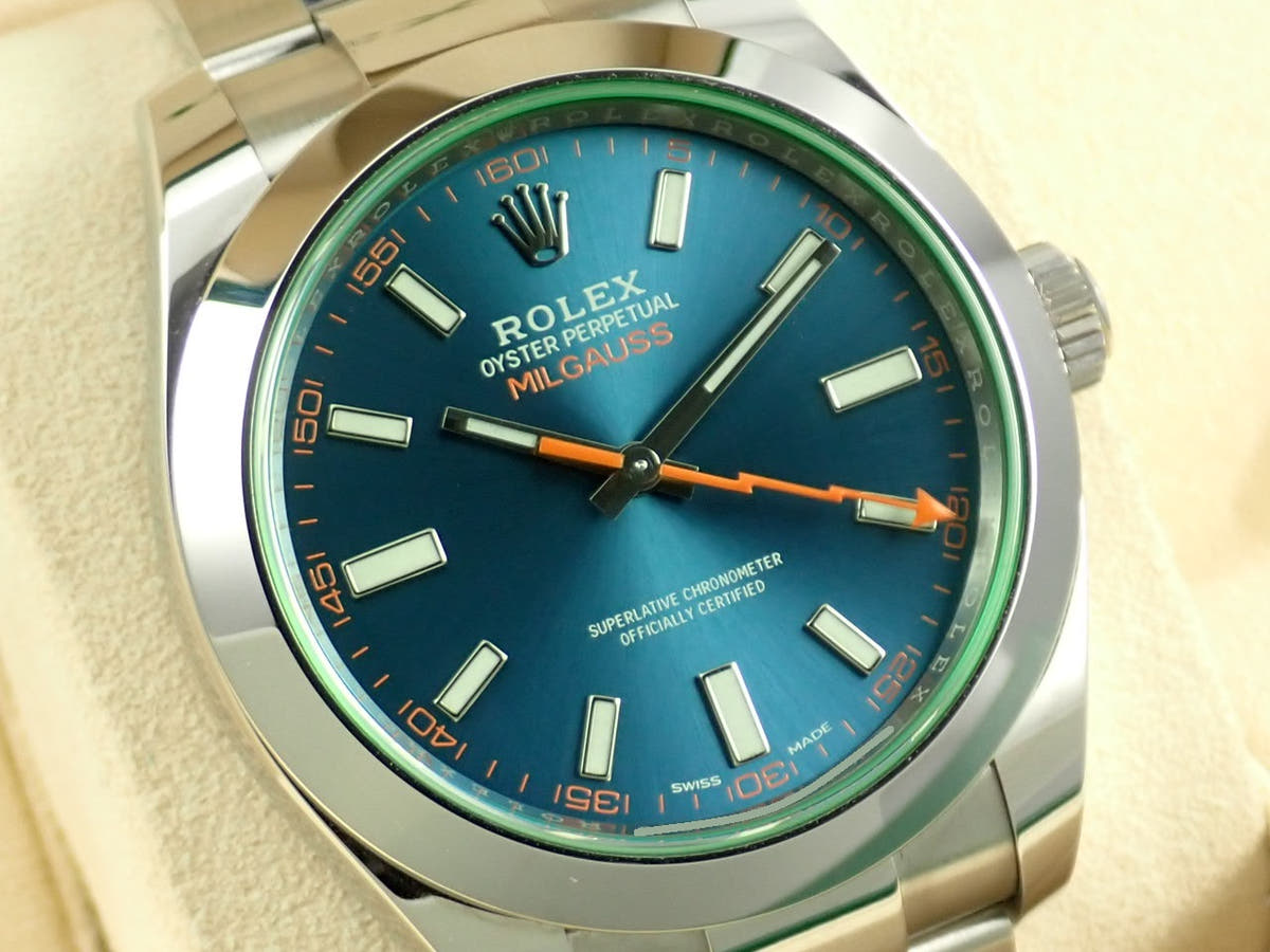 ロレックス ミルガウス Ref.116400GV Zブルー文字盤 極美品 TAS43AFU