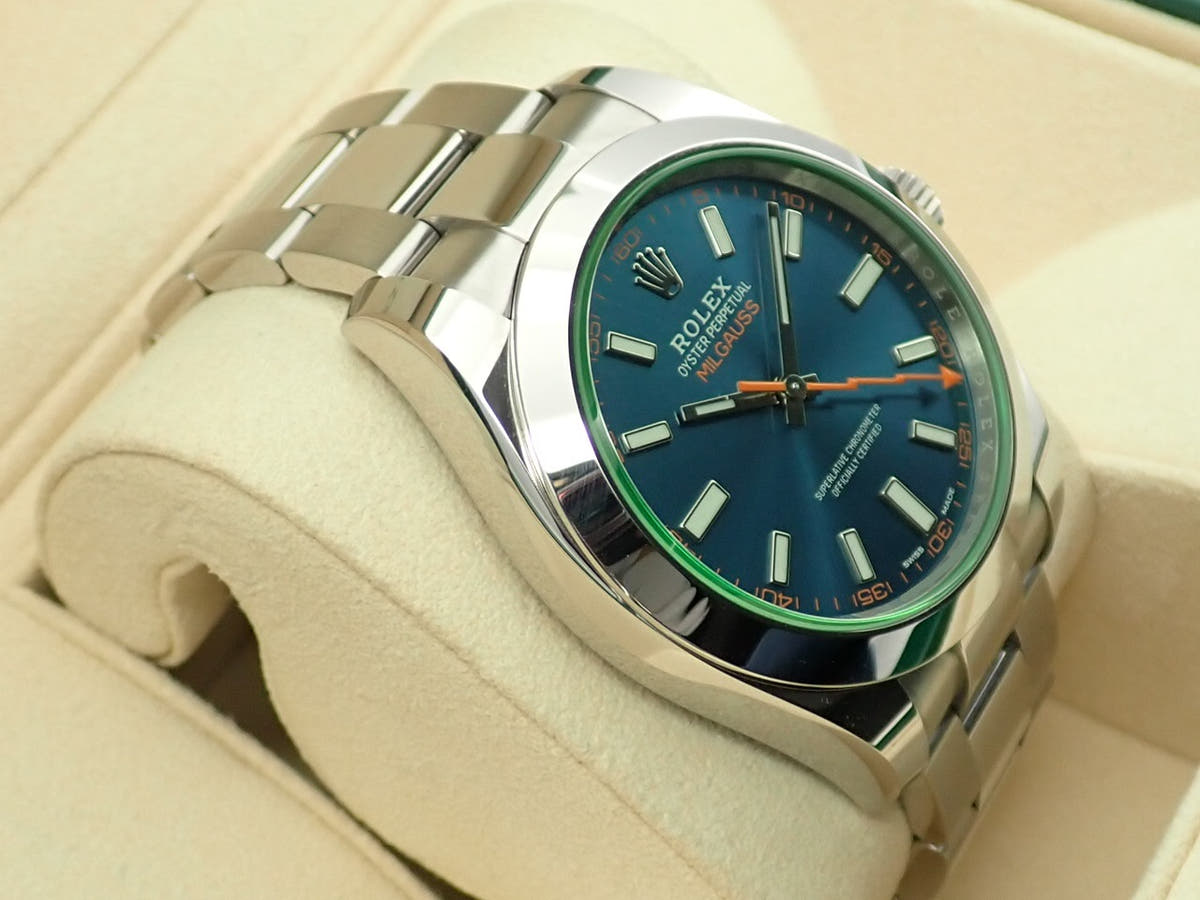 ロレックス ミルガウス Ref.116400GV Zブルー文字盤 極美品 TAS43AFU