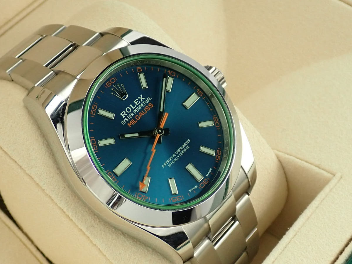 ロレックス ミルガウス Ref.116400GV Zブルー文字盤 美品 WACRLW7W