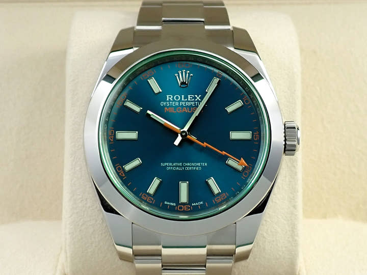 ロレックス ミルガウス Ref.116400GV ステンレススチール Zブルー文字盤