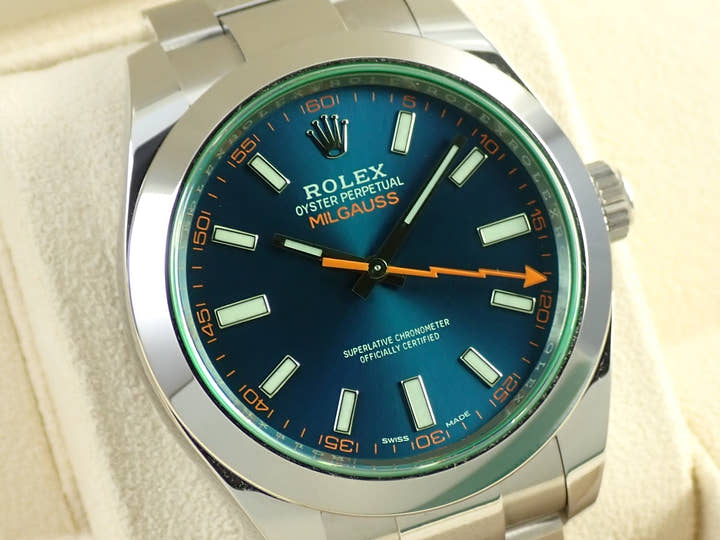 ロレックス ミルガウス Ref.116400GV ステンレススチール Zブルー文字盤